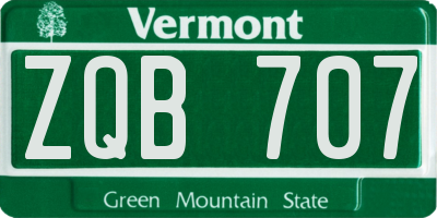 VT license plate ZQB707