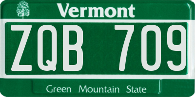VT license plate ZQB709