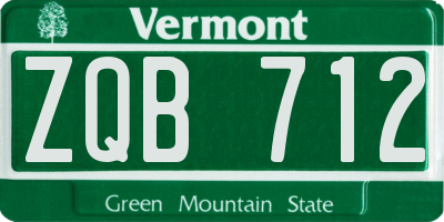 VT license plate ZQB712