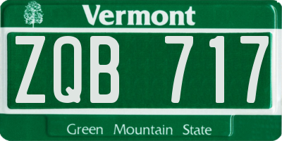 VT license plate ZQB717