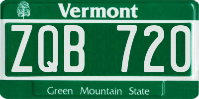 VT license plate ZQB720