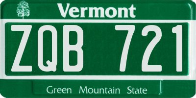 VT license plate ZQB721