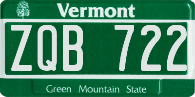 VT license plate ZQB722
