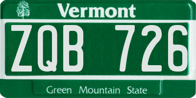 VT license plate ZQB726