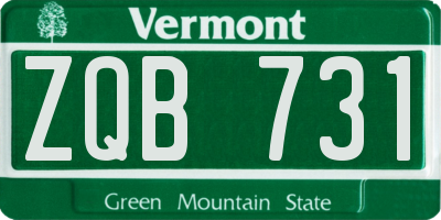 VT license plate ZQB731