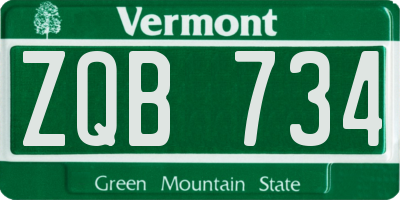 VT license plate ZQB734