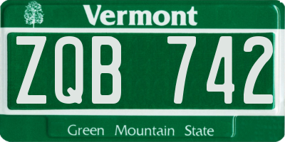 VT license plate ZQB742