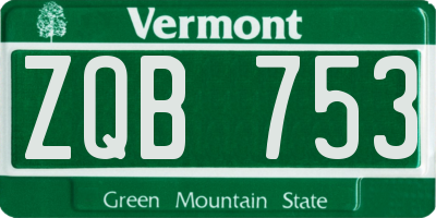 VT license plate ZQB753