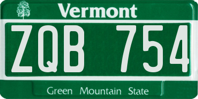 VT license plate ZQB754