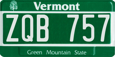 VT license plate ZQB757