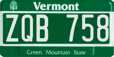 VT license plate ZQB758