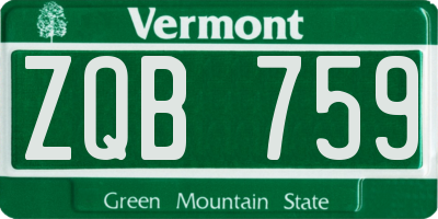 VT license plate ZQB759