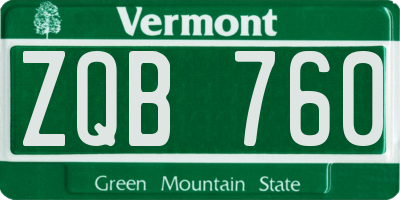 VT license plate ZQB760