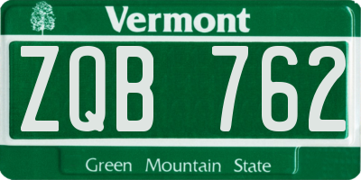 VT license plate ZQB762