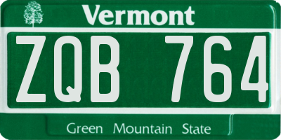 VT license plate ZQB764