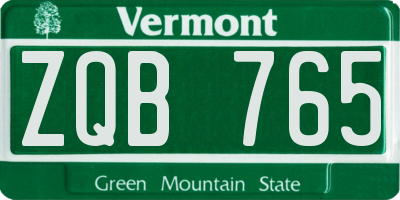 VT license plate ZQB765