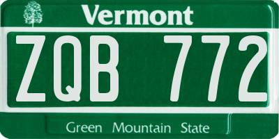 VT license plate ZQB772