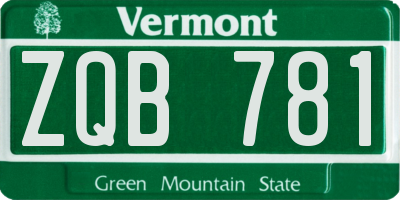 VT license plate ZQB781