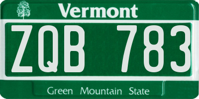 VT license plate ZQB783