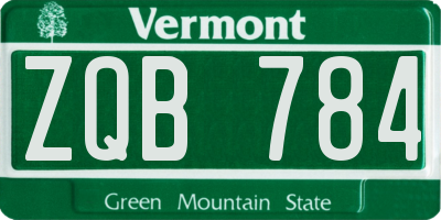 VT license plate ZQB784