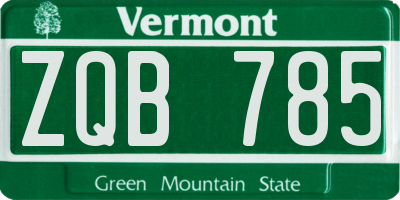 VT license plate ZQB785