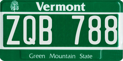 VT license plate ZQB788