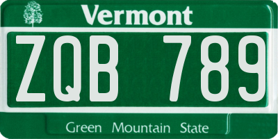VT license plate ZQB789