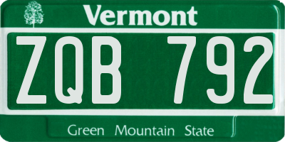 VT license plate ZQB792