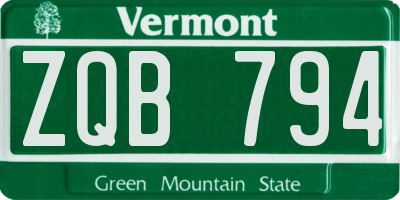 VT license plate ZQB794