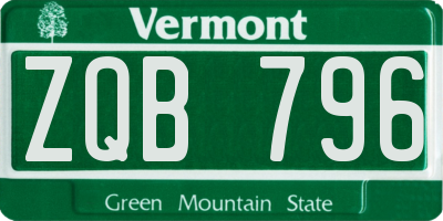 VT license plate ZQB796