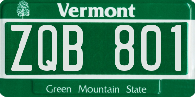 VT license plate ZQB801