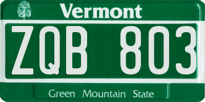 VT license plate ZQB803
