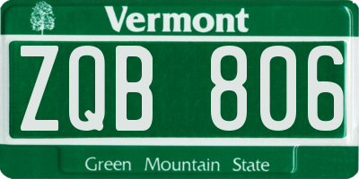 VT license plate ZQB806