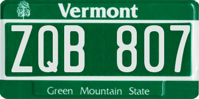 VT license plate ZQB807