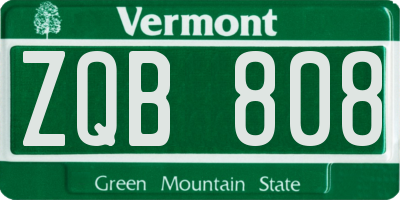 VT license plate ZQB808