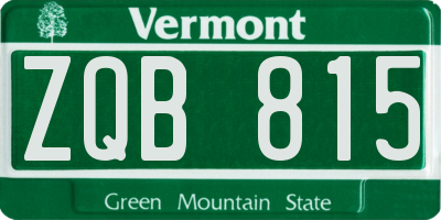 VT license plate ZQB815