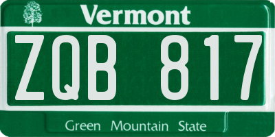 VT license plate ZQB817