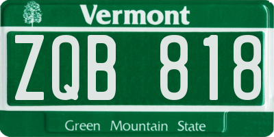 VT license plate ZQB818