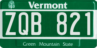 VT license plate ZQB821