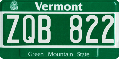 VT license plate ZQB822