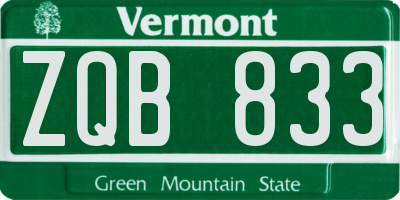 VT license plate ZQB833