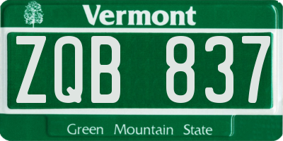 VT license plate ZQB837