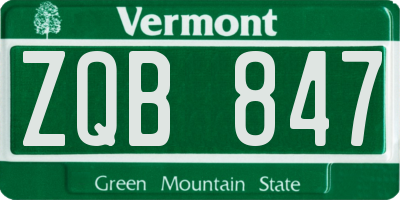 VT license plate ZQB847