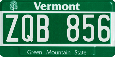 VT license plate ZQB856