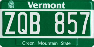 VT license plate ZQB857