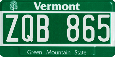 VT license plate ZQB865