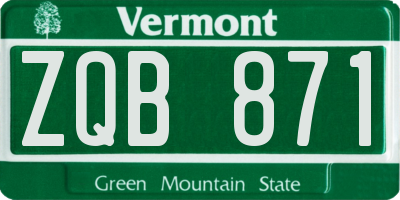 VT license plate ZQB871