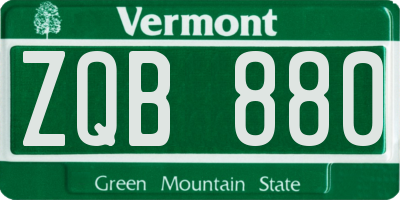 VT license plate ZQB880