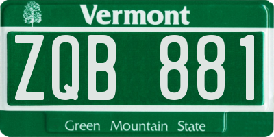 VT license plate ZQB881