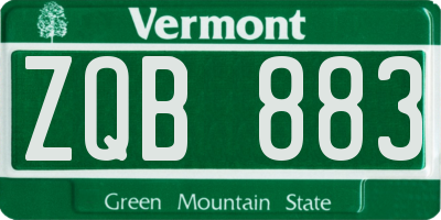 VT license plate ZQB883